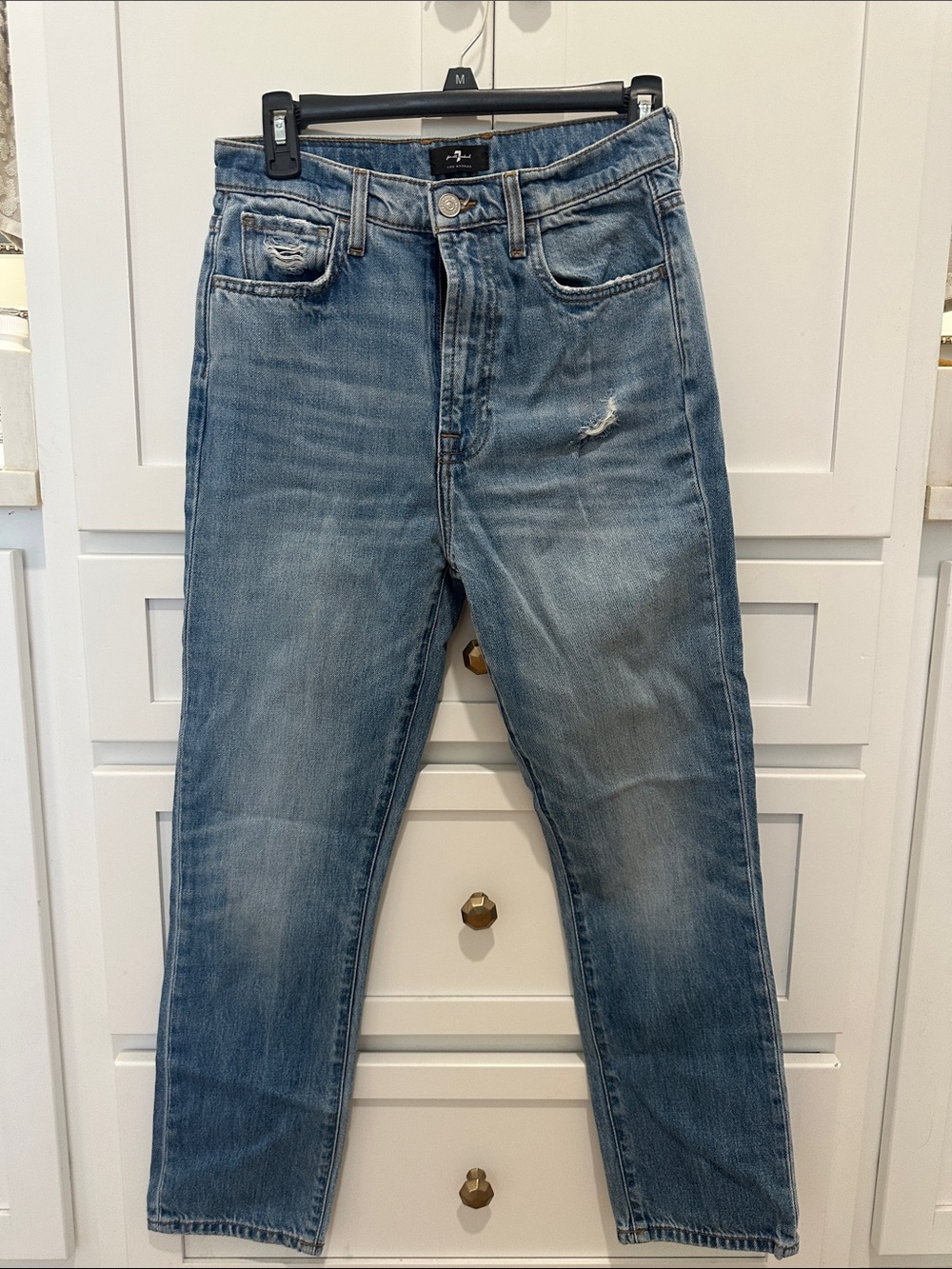 7 For All Mankind Women's Cropped Jeans in Light Blue Wash
